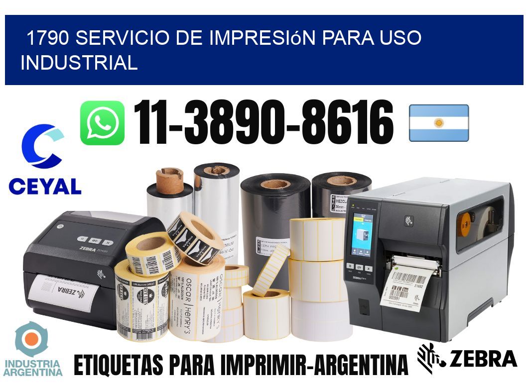 1790 Servicio de impresión para uso industrial
