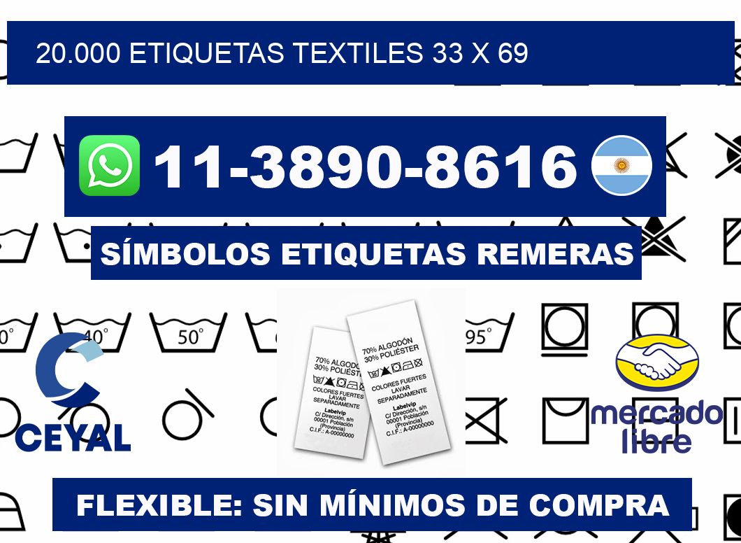 20.000 ETIQUETAS TEXTILES 33 x 69