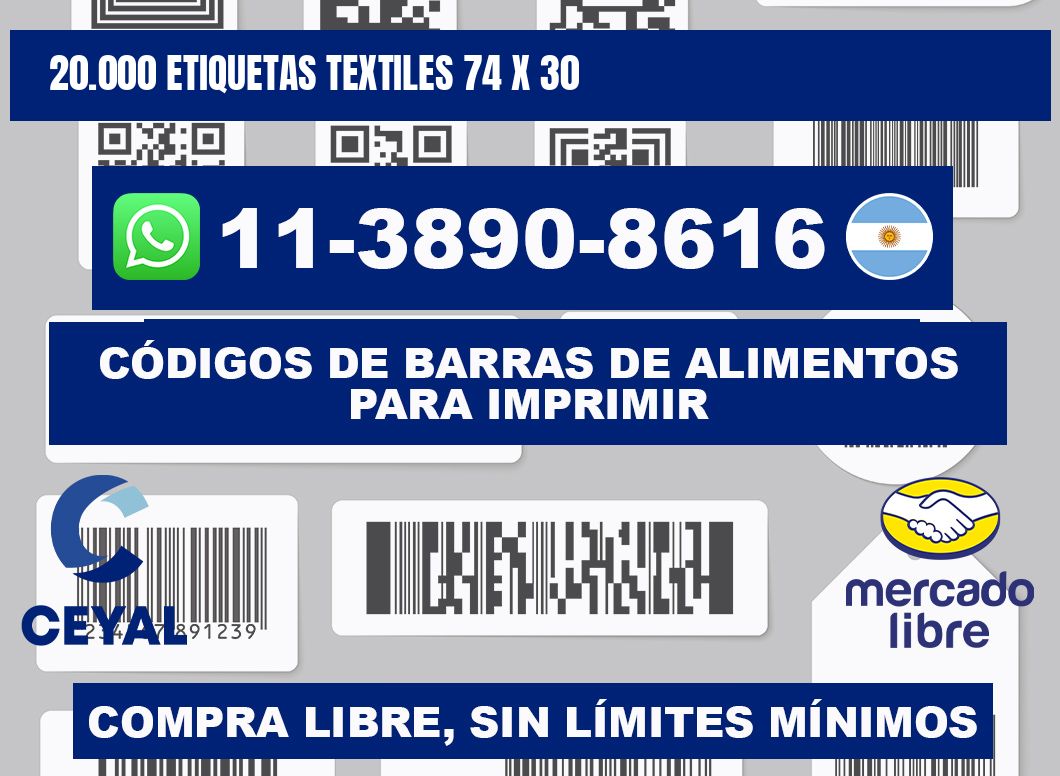 20.000 ETIQUETAS TEXTILES 74 x 30