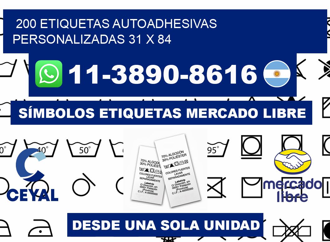 200 Etiquetas autoadhesivas personalizadas 31 x 84