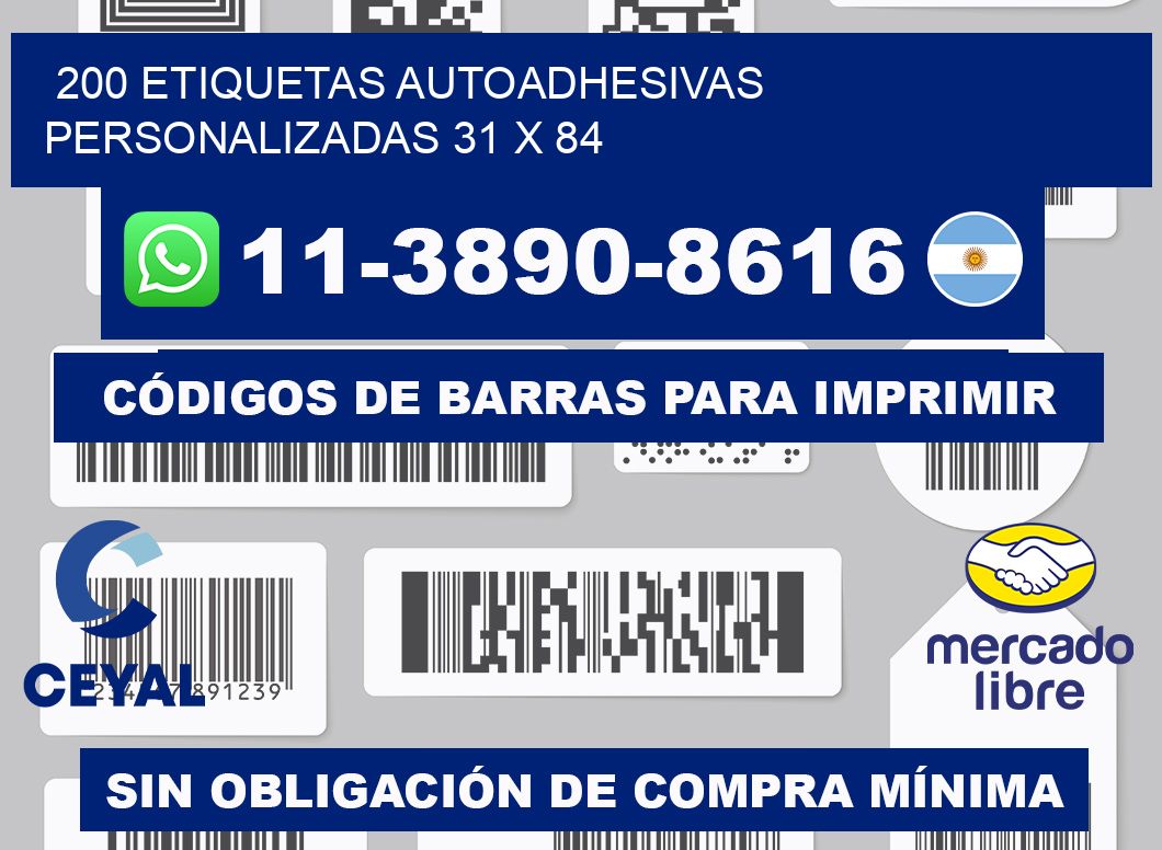 200 Etiquetas autoadhesivas personalizadas 31 x 84