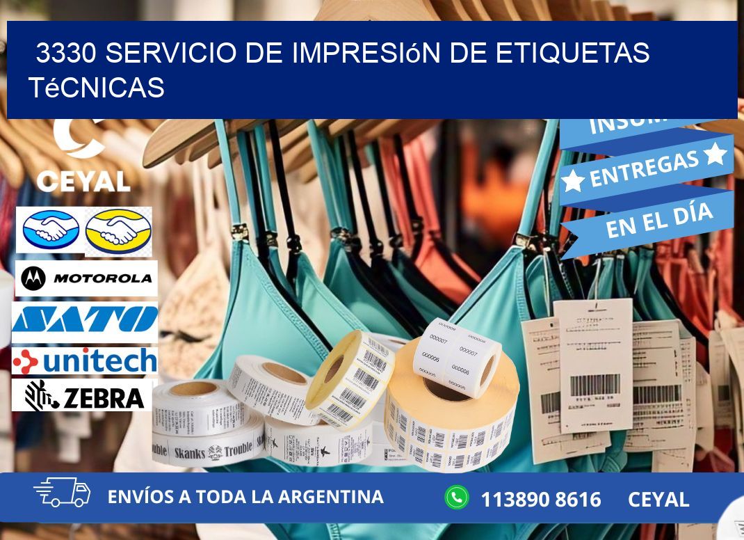 3330 Servicio de impresión de etiquetas técnicas