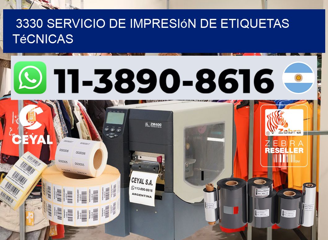 3330 Servicio de impresión de etiquetas técnicas