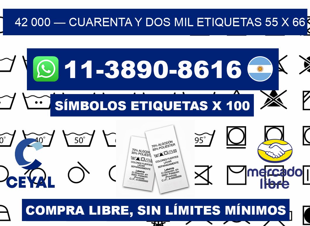 42 000 — cuarenta y dos mil etiquetas 55 x 66