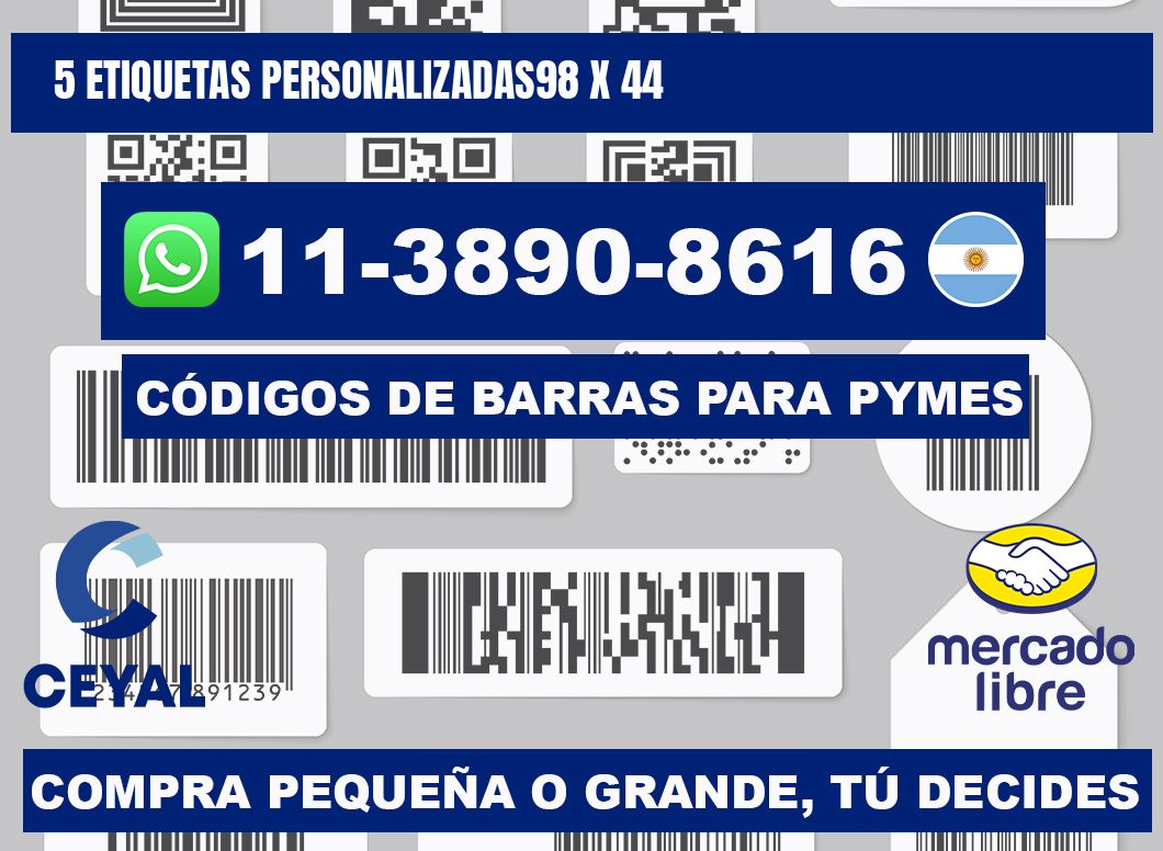 5 ETIQUETAS PERSONALIZADAS98 x 44