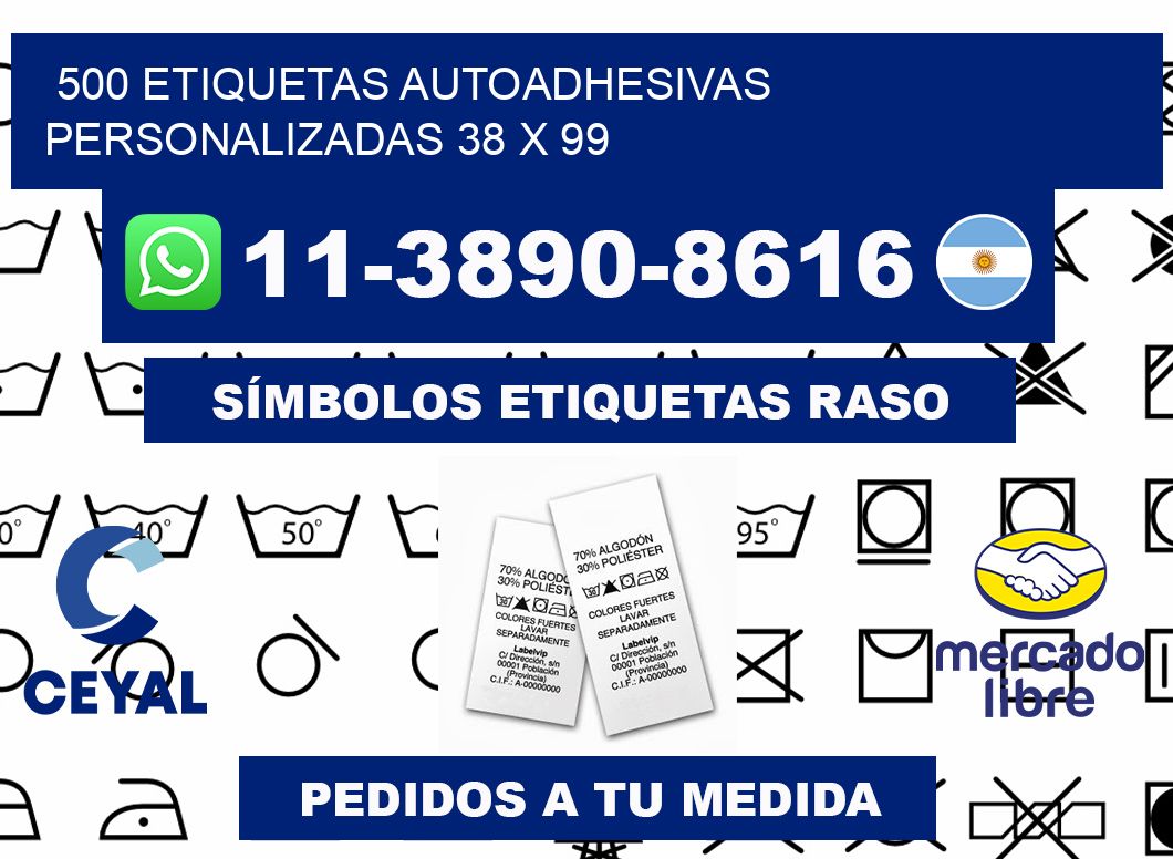 500 Etiquetas autoadhesivas personalizadas 38 x 99