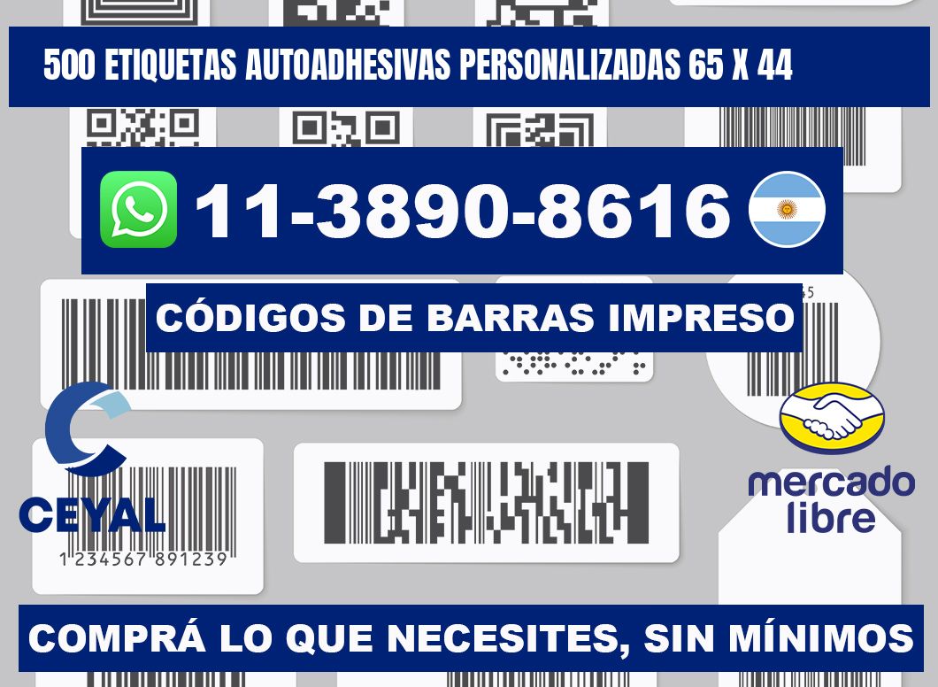 500 Etiquetas autoadhesivas personalizadas 65 x 44