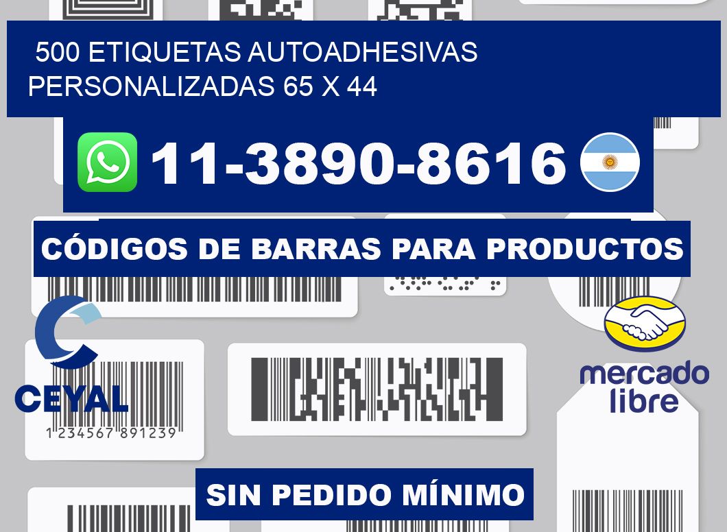 500 Etiquetas autoadhesivas personalizadas 65 x 44