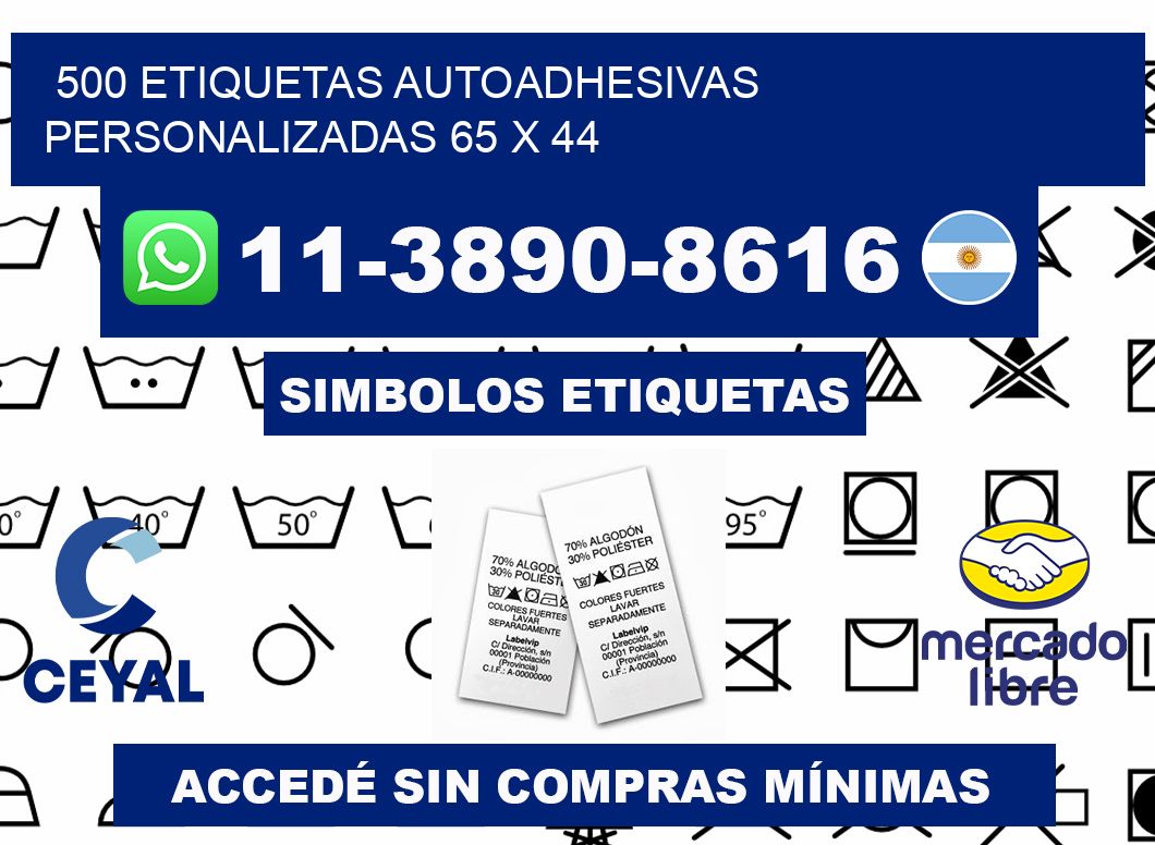 500 Etiquetas autoadhesivas personalizadas 65 x 44