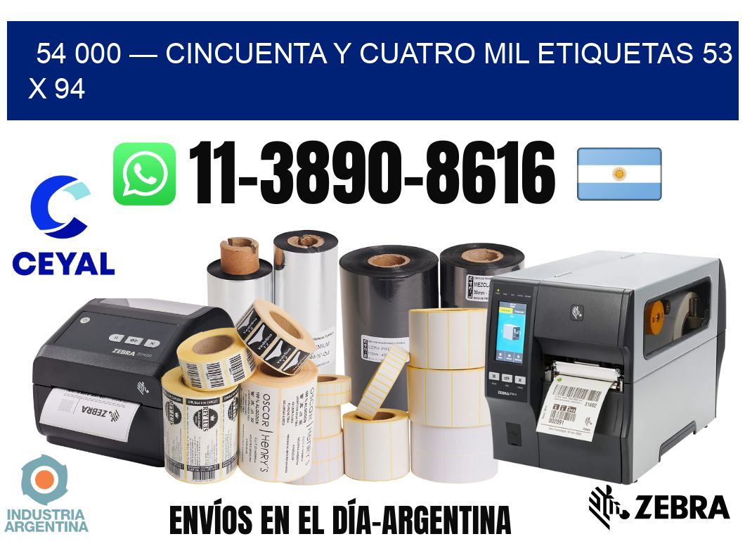 54 000 — cincuenta y cuatro mil etiquetas 53 x 94