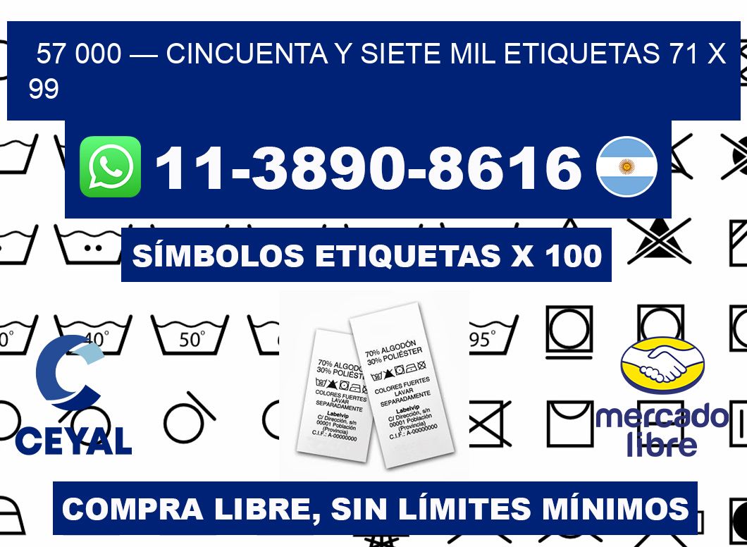 57 000 — cincuenta y siete mil etiquetas 71 x 99