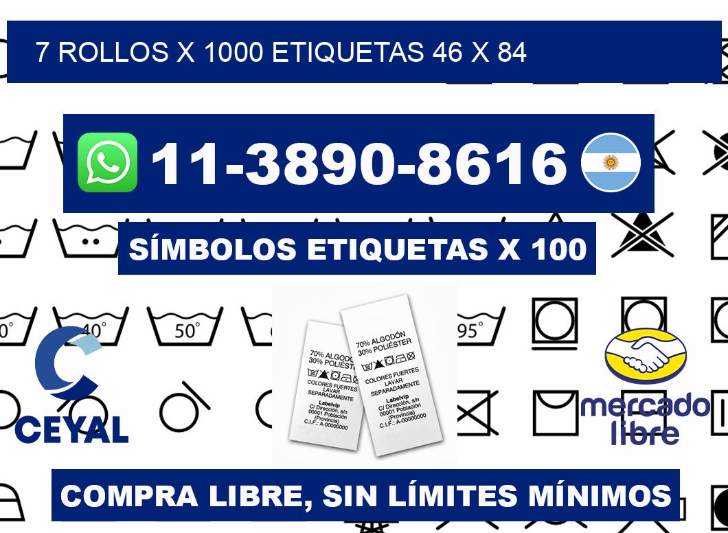 7 rollos x 1000 etiquetas 46 x 84