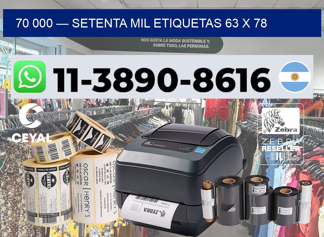 70 000 — setenta mil etiquetas 63 x 78