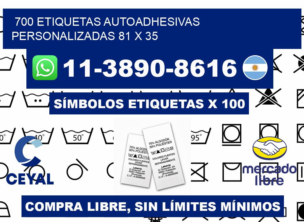 700 Etiquetas autoadhesivas personalizadas 81 x 35
