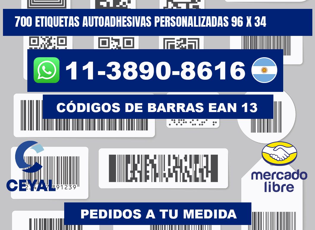 700 Etiquetas autoadhesivas personalizadas 96 x 34