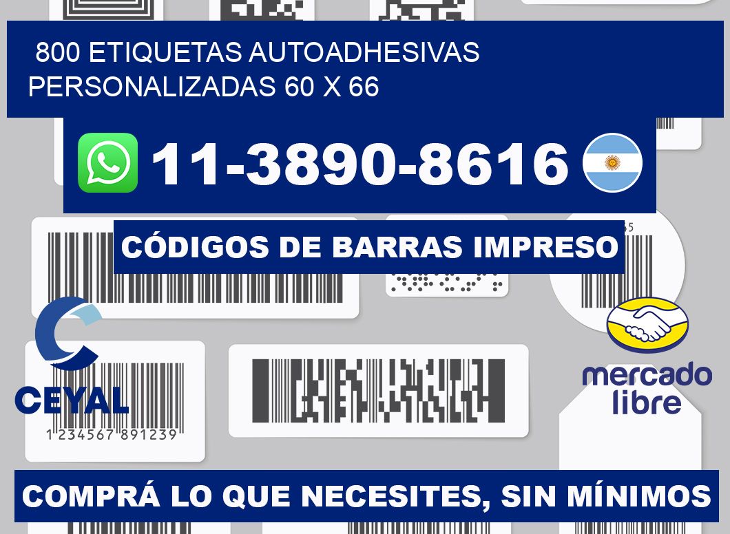 800 Etiquetas autoadhesivas personalizadas 60 x 66