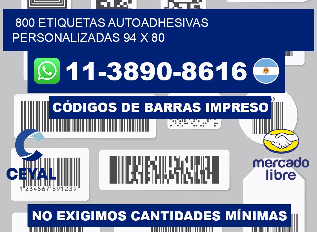 800 Etiquetas autoadhesivas personalizadas 94 x 80