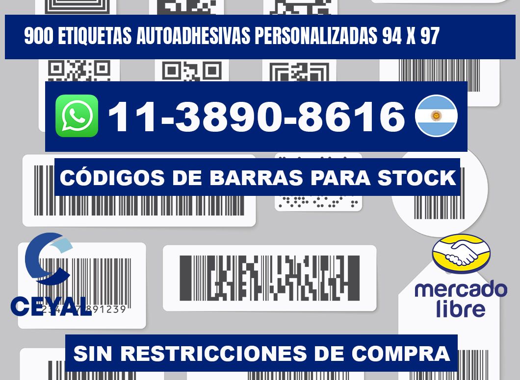 900 Etiquetas autoadhesivas personalizadas 94 x 97