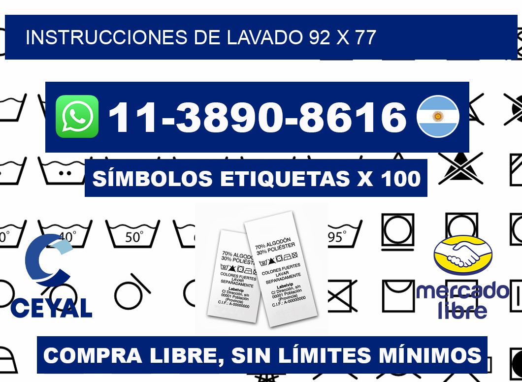 Instrucciones de lavado 92 x 77