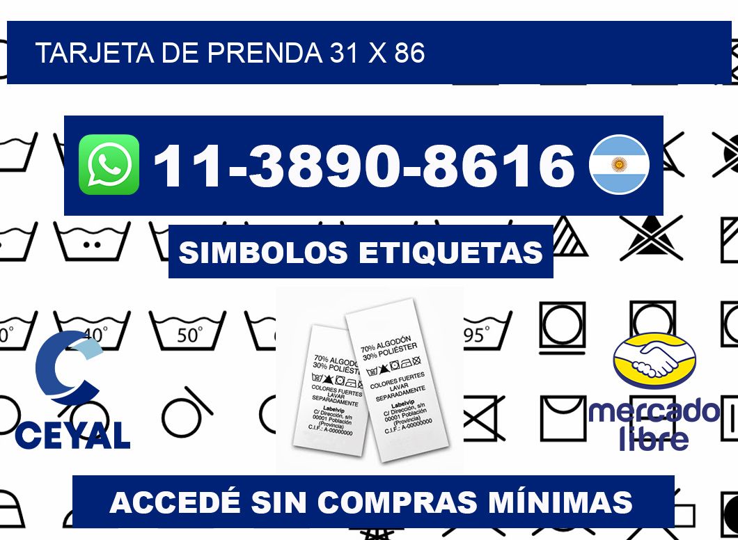 Tarjeta de prenda 31 x 86
