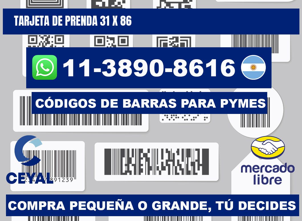 Tarjeta de prenda 31 x 86