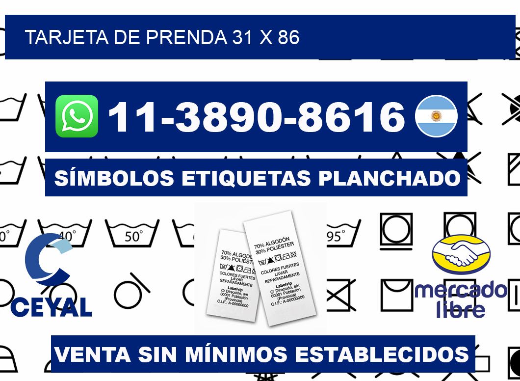 Tarjeta de prenda 31 x 86