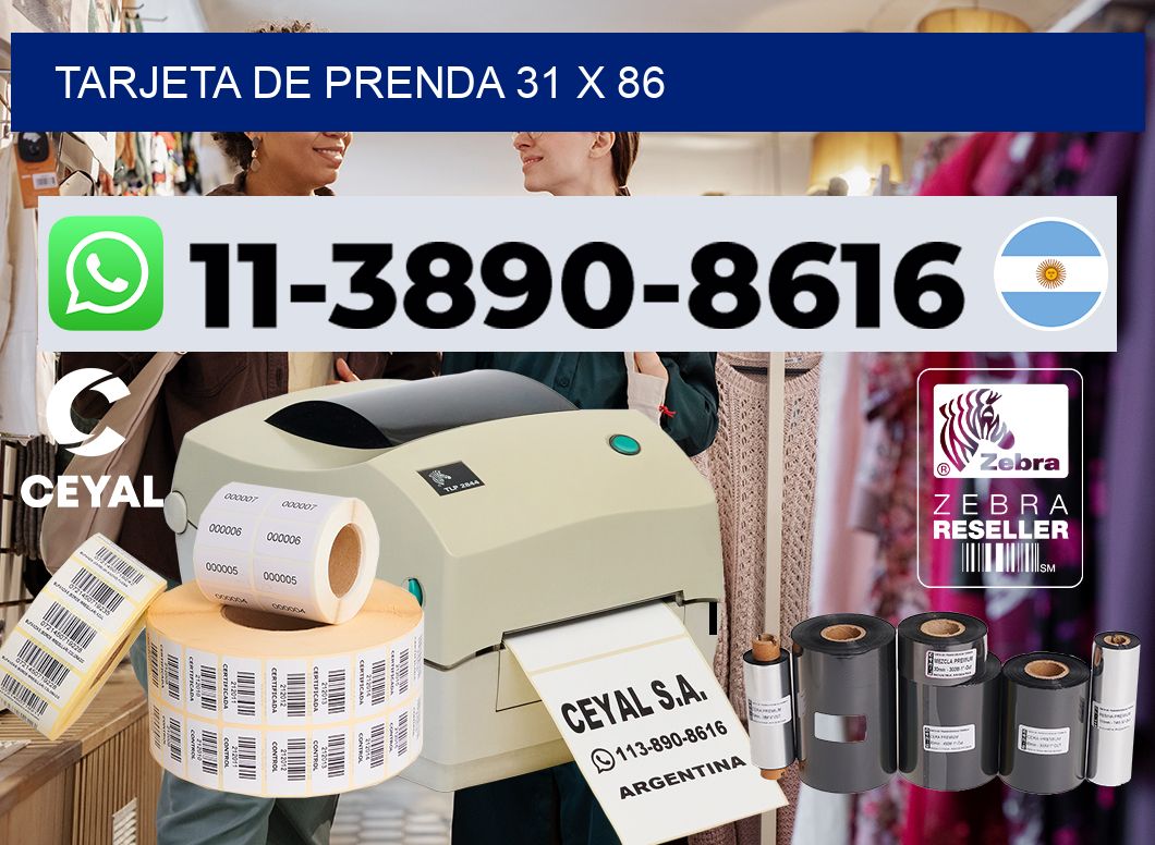 Tarjeta de prenda 31 x 86