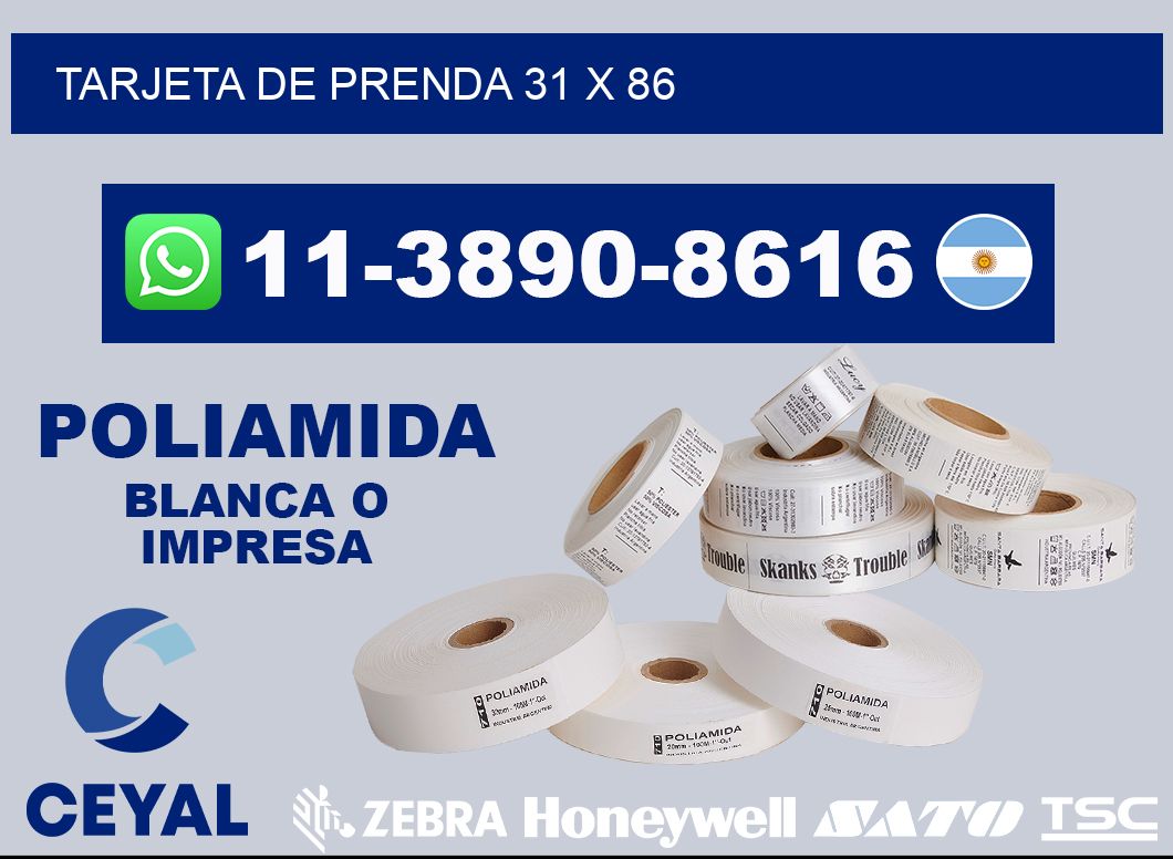 Tarjeta de prenda 31 x 86