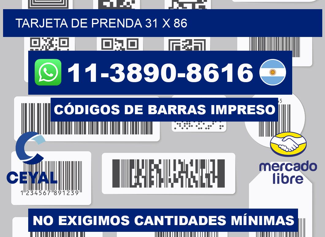 Tarjeta de prenda 31 x 86