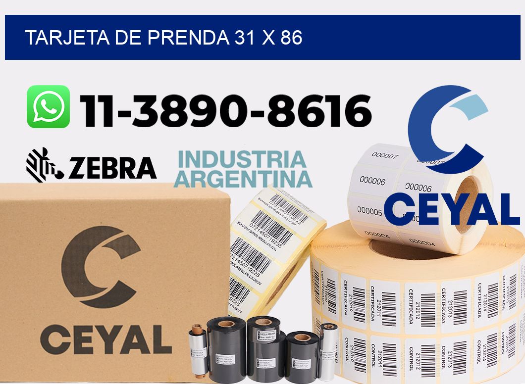 Tarjeta de prenda 31 x 86