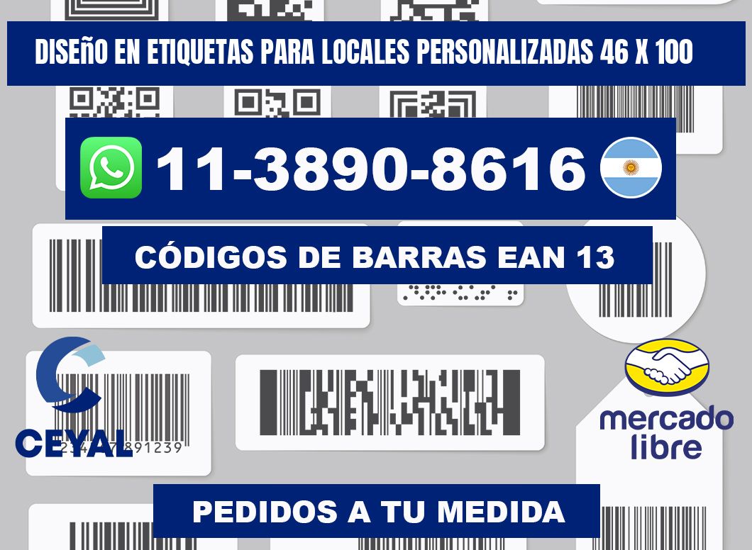diseño en etiquetas para locales personalizadas 46 x 100