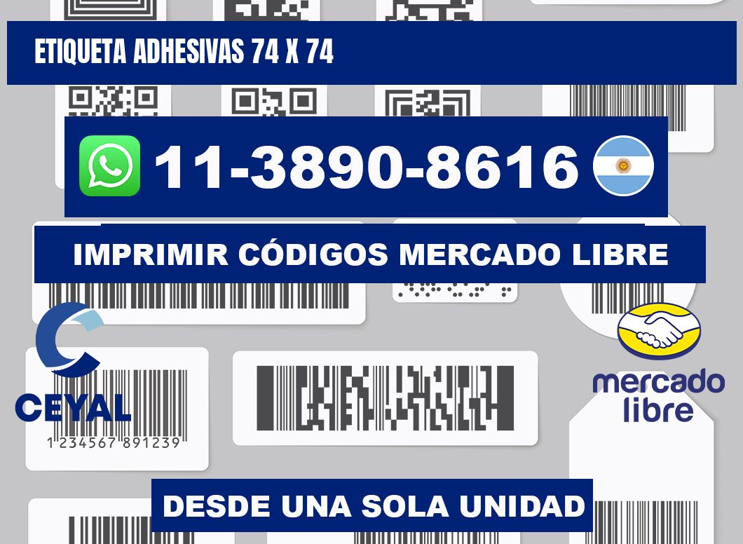 etiqueta adhesivas 74 x 74