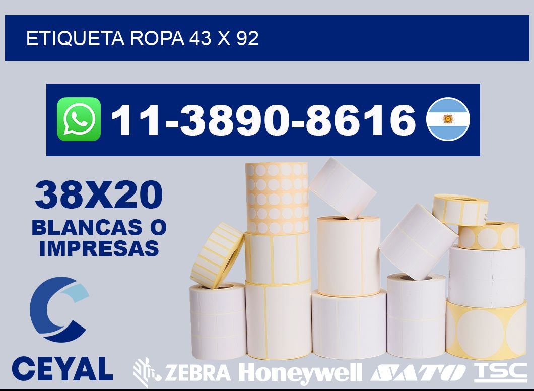 etiqueta ropa 43 x 92