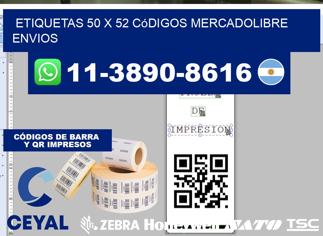 etiquetas 50 x 52 códigos mercadolibre envios