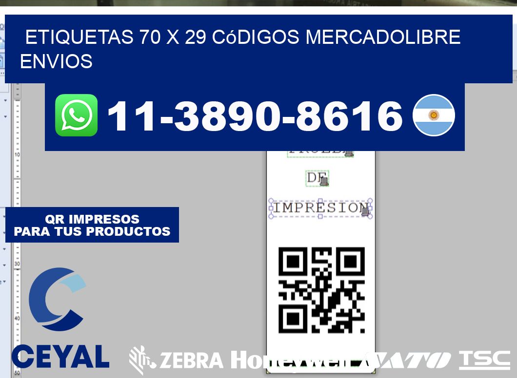 etiquetas 70 x 29 códigos mercadolibre envios