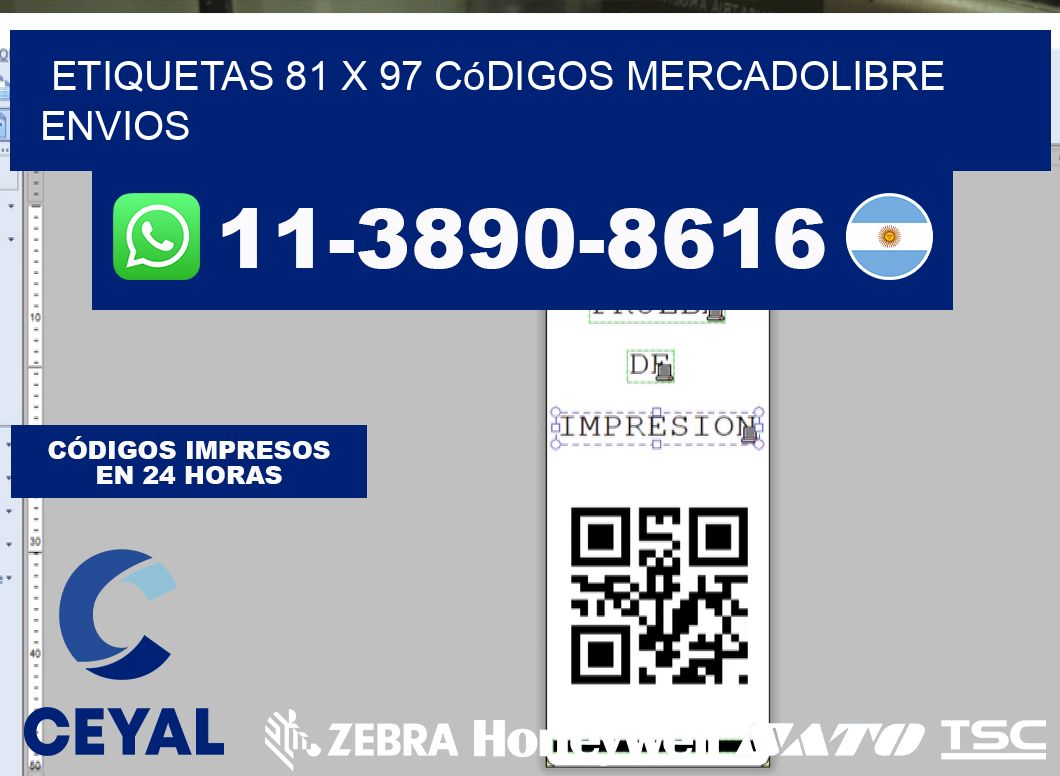 etiquetas 81 x 97 códigos mercadolibre envios