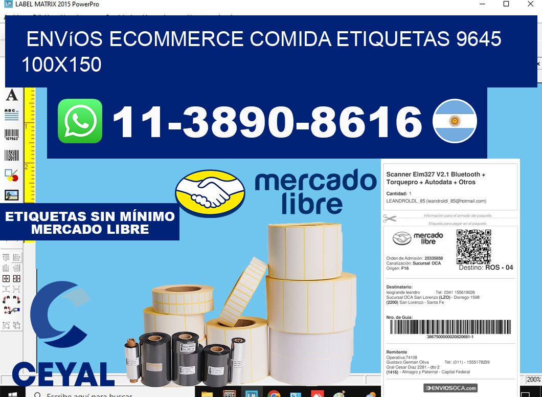 Envíos Ecommerce comida etiquetas 9645 100x150