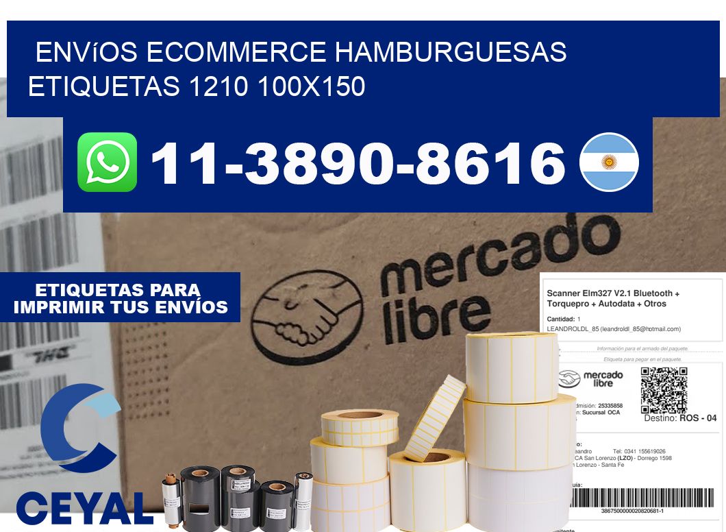 Envíos Ecommerce hamburguesas etiquetas 1210 100x150