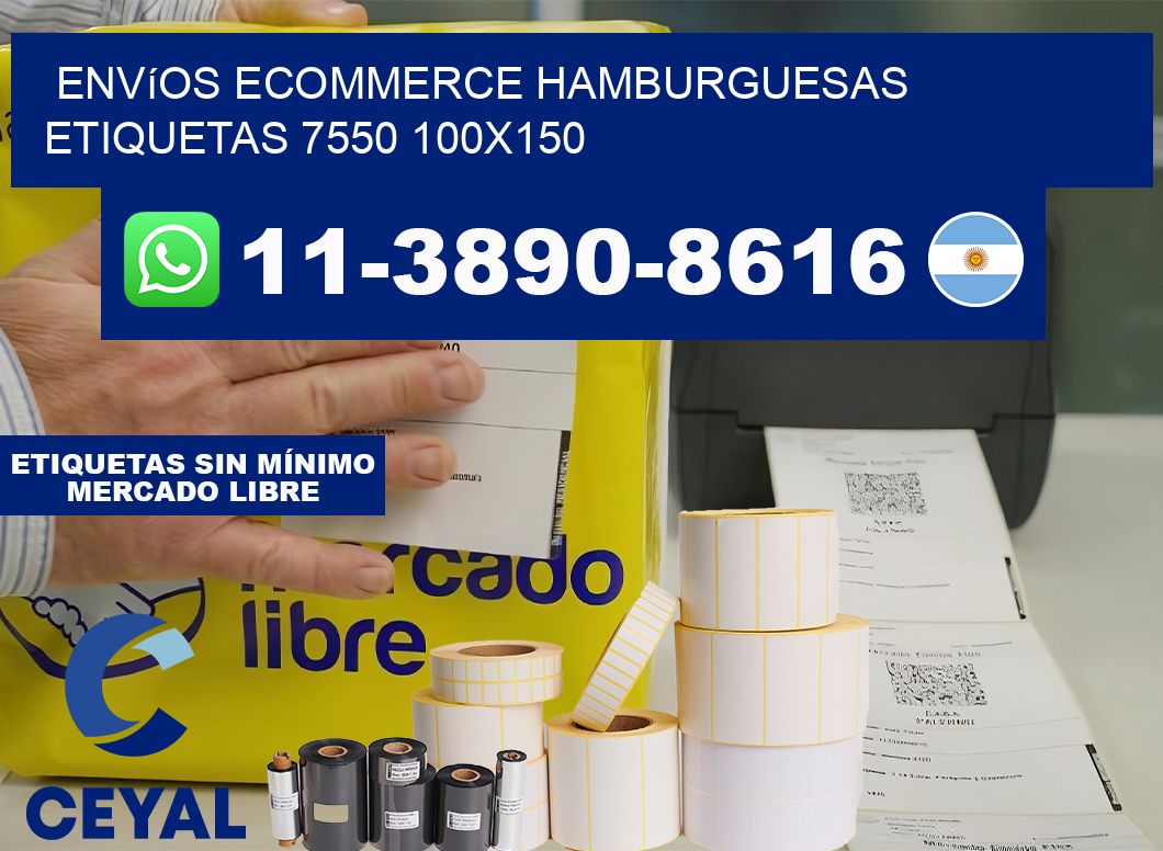 Envíos Ecommerce hamburguesas etiquetas 7550 100×150