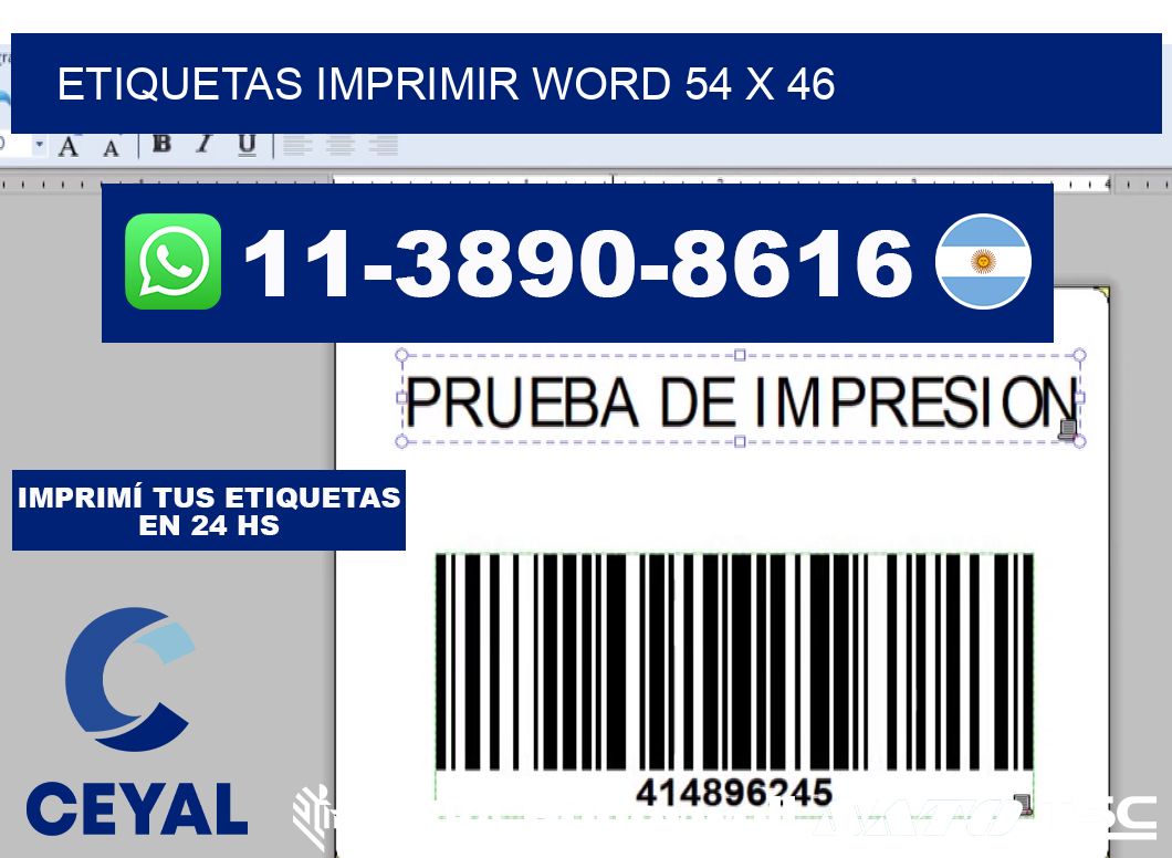 Etiquetas imprimir Word 54 x 46