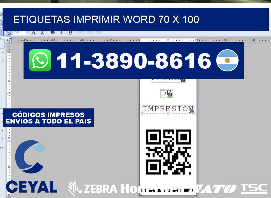 Etiquetas imprimir Word 70 x 100