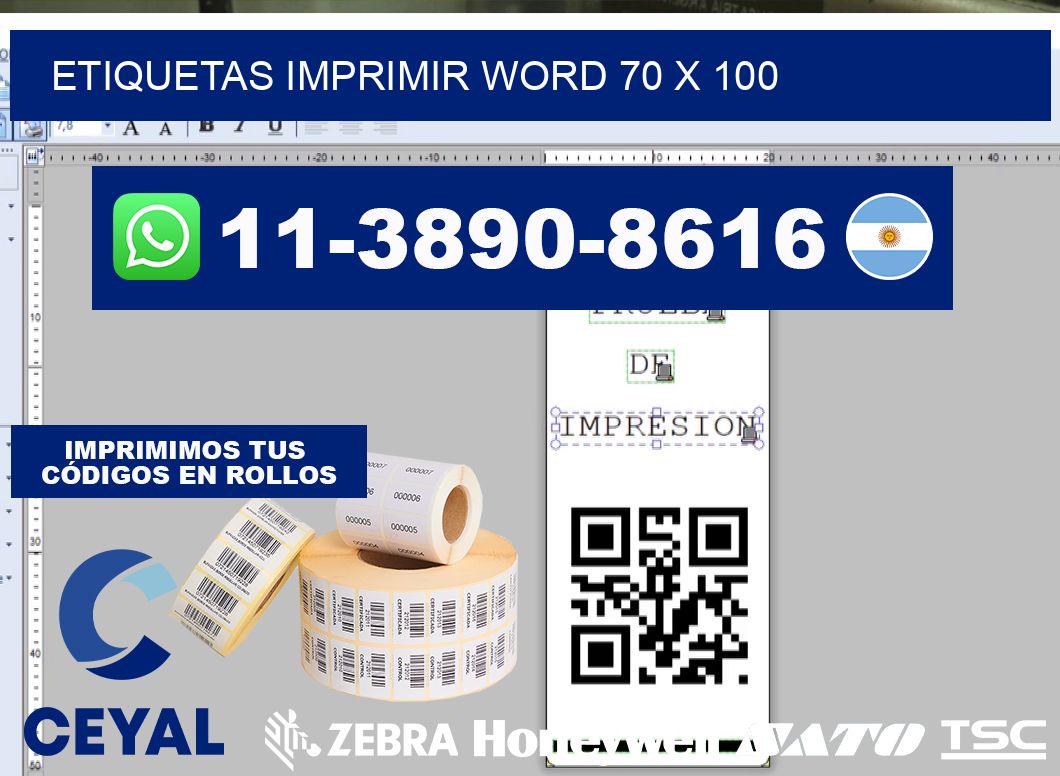 Etiquetas imprimir Word 70 x 100