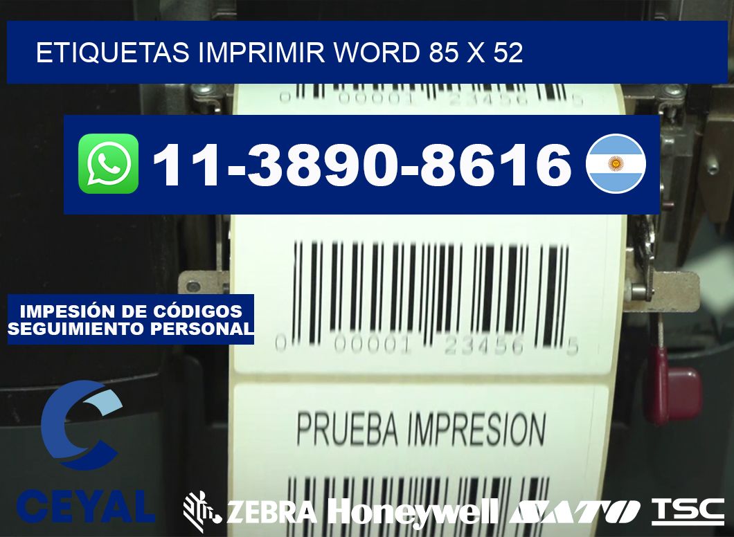 Etiquetas imprimir Word 85 x 52