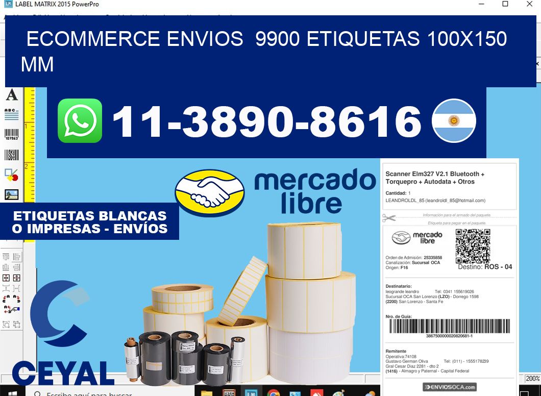 ecommerce envios  9900 etiquetas 100x150 mm