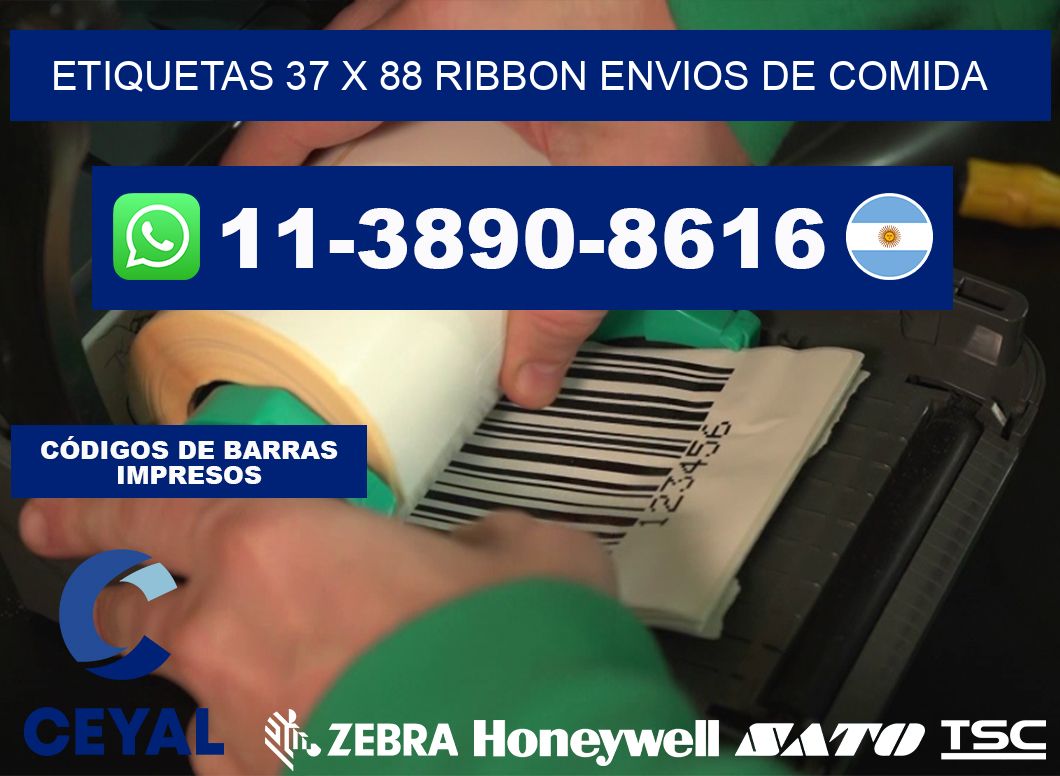 etiquetas 37 x 88 ribbon envios de comida