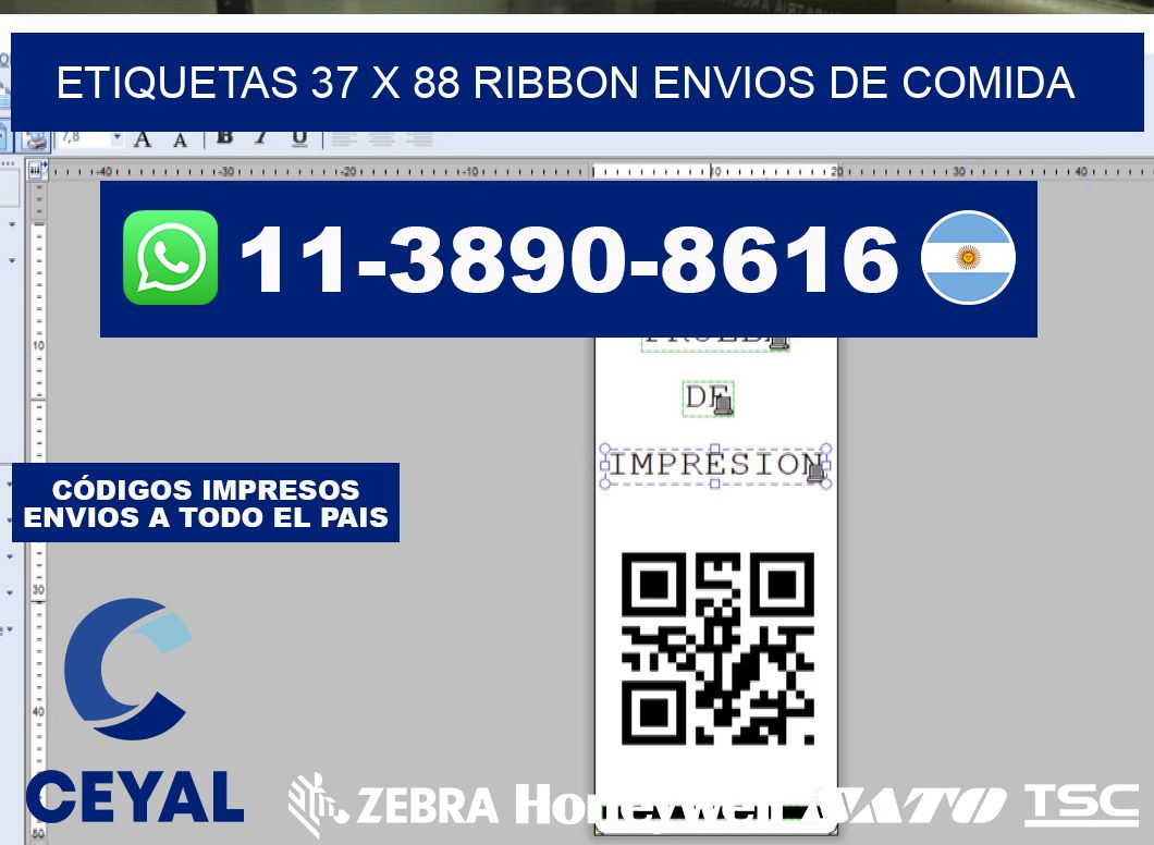 etiquetas 37 x 88 ribbon envios de comida