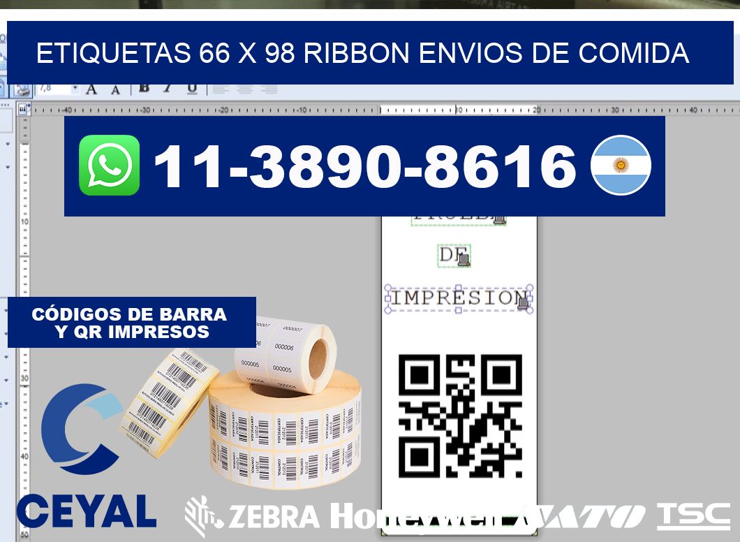 etiquetas 66 x 98 ribbon envios de comida