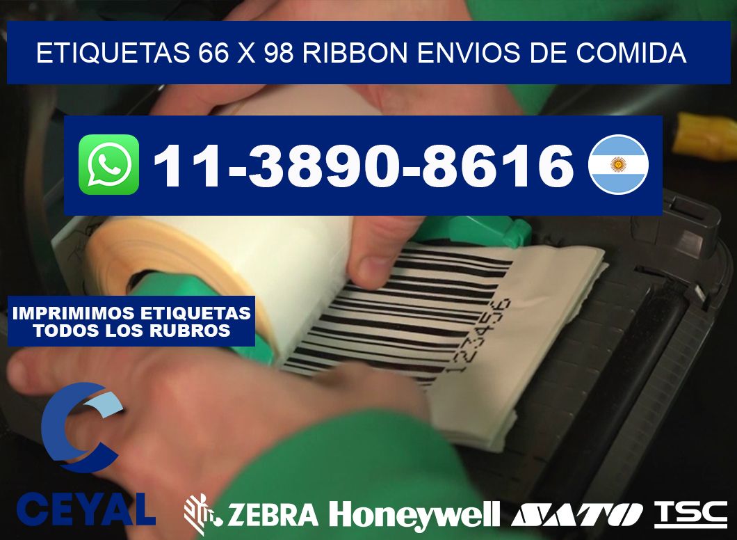 etiquetas 66 x 98 ribbon envios de comida
