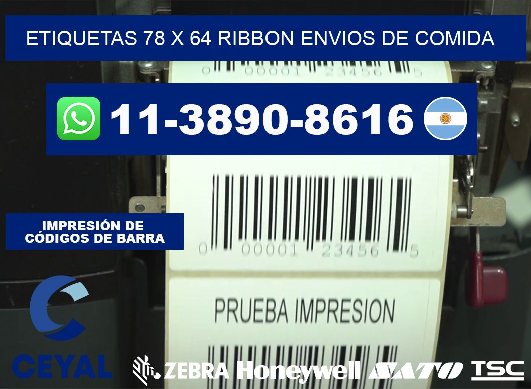 etiquetas 78 x 64 ribbon envios de comida