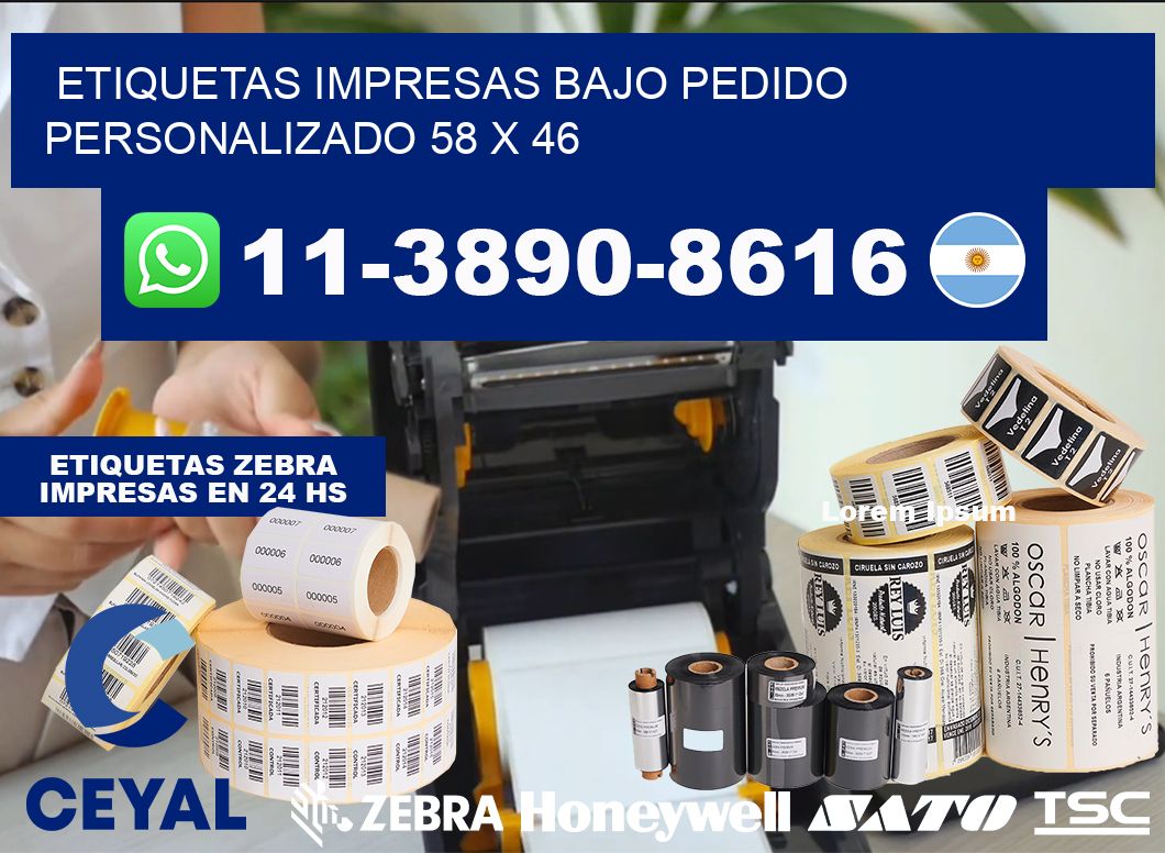 etiquetas impresas bajo pedido personalizado 58 x 46